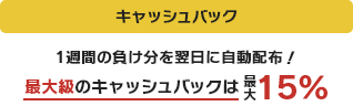 キャッシュバック 1週間の負け分を翌日に自動配布！最大級のキャッシュバックは最大15%